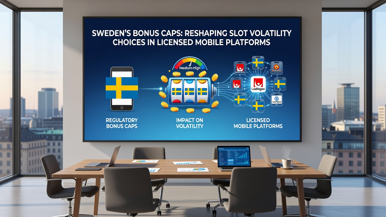 Mobile slot game screen displaying medium volatility settings and regulated bonus indicators